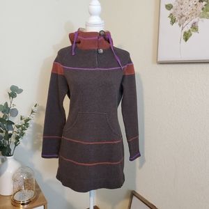 Prana Tunic Sweater with Pink & Brown Trim